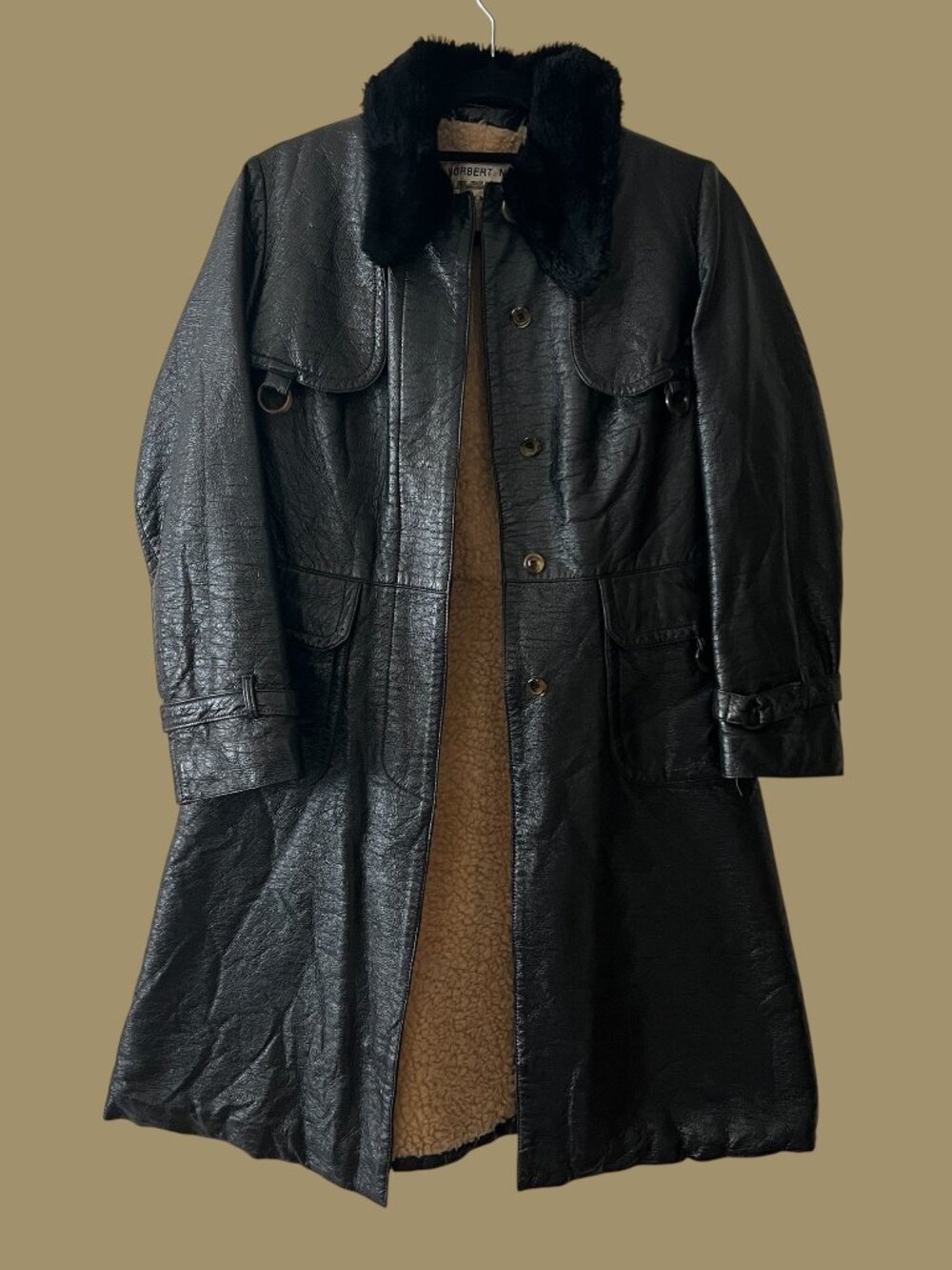 60s Vintage Black Mod Trench Coat by Designer Norbert Nel Paris France